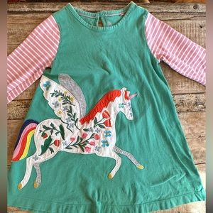 Mini Boden Girls Unicorn Embroidered Dress Size 5-6